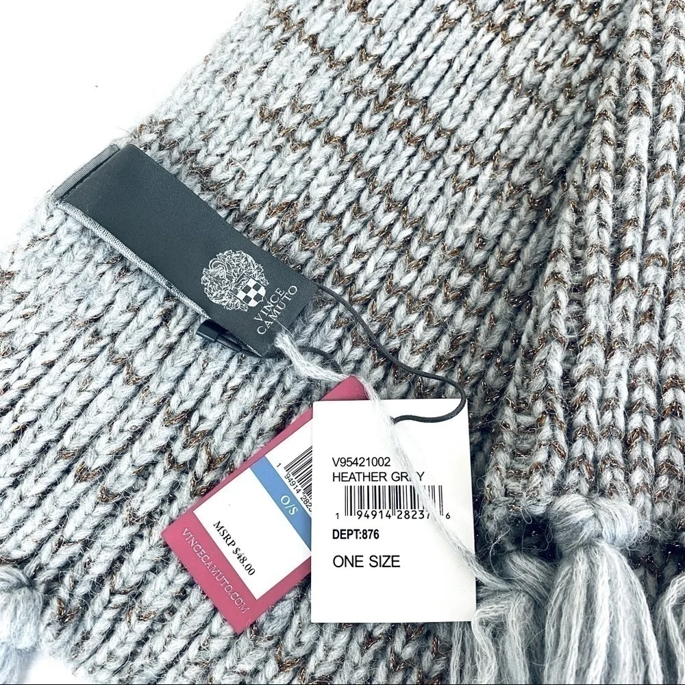 Vince Camuto Marled Shine Muffler Scarf W/ Tassle Fringe 68” x 8”